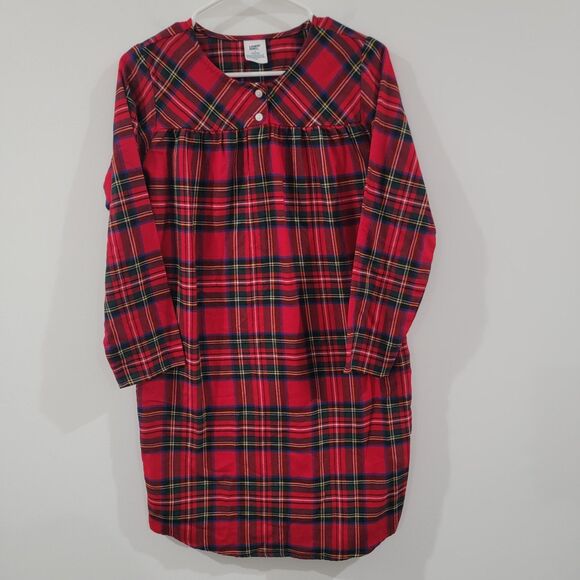 Lands End Girls Nightgown Size 14 Flannel Christmas Plaid Holiday Pajamas - Picture 1 of 6